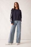 Sporty Slouchy Crew, NEW NAVY SIDE STRIPE - alternate image 5