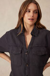 Relaxed Shirt Dress, WASHED BLACK TWILL - alternate image 5