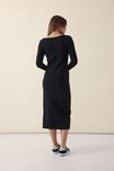 Contour Rib Wide Scoop Midi Dress, BLACK - alternate image 3