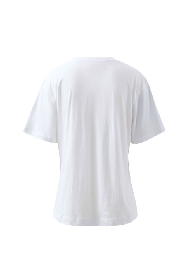 Stevie Slouchy Tee, WHITE/CHOC MONOGRAM EMBROIDERY