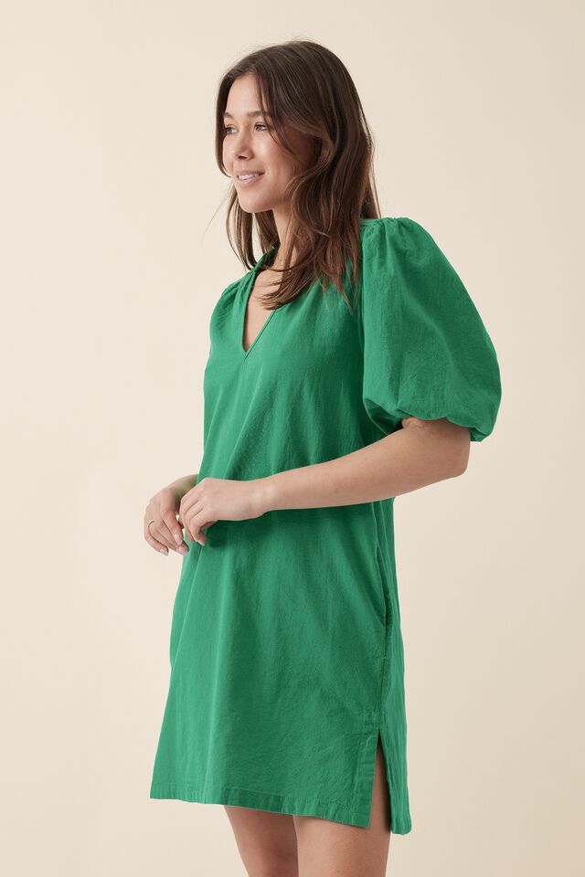 Tunic Dress In Cotton Linen Blend Eh, GUMDROP GREEN