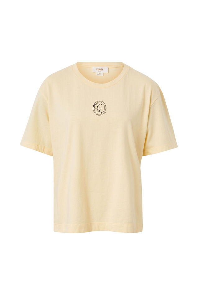 Slouchy Split Hem Tee, BUTTER/CL SPORTS PRINT