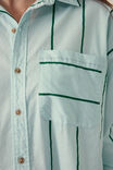 Oversized Shirt, GREEN WIDE STRIPE ORGANIC COTTON - alternate image 5