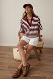 Arlie Short Sleeve Rugby, BURGUNDY/MILK STRIPE - alternate image 5
