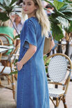 Short Sleeved Panelled V-Neck  Midi Dress, FRESH INDIGO - alternate image 3