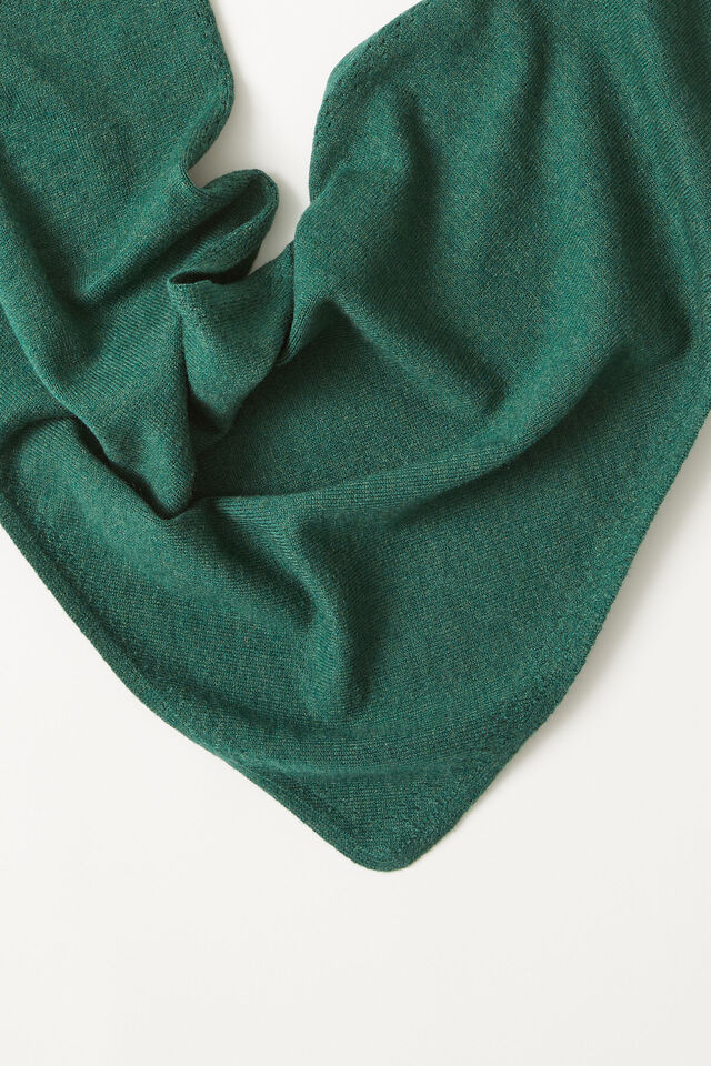 Soft Knit Triangle Scarf, PINE GREEN