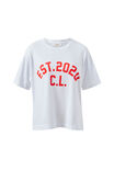 Stevie Slouchy Tee, WHITE/CHILI EST 2020 - example image 2