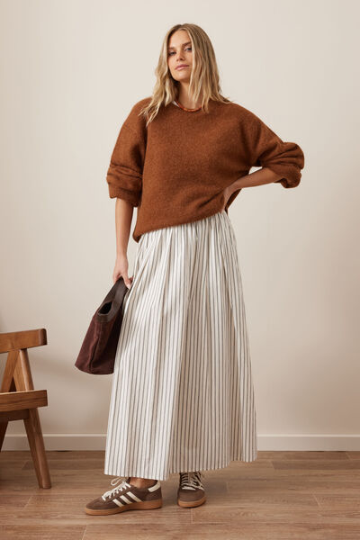 Florence Maxi Skirt, WINTER WHITE PHANTOM STRIPE