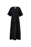 Tiered Poplin Midi Dress, BLACK - alternate image 2