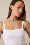 Square Neck Rib Singlet, WHITE - alternate image 4