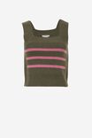 Jacqui Felgate Knitted Cami In Recycled Blend, MILITARY GREEN STRIPE - alternate image 2