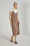 Satin Slip Dress With Recycled Fibres, TAUPE - alternate image 5