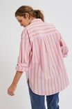 Poplin Stripe Shirt In Organic Cotton, SUMMER PINK TUMERIC STRIPE - alternate image 3