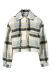 Cropped Jacket In Rescued Fabric Jf, BLUE GREEN CHECK - alternate image 2