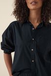 Oversized Poplin Shirt, BLACK ORGANIC COTTON - alternate image 3