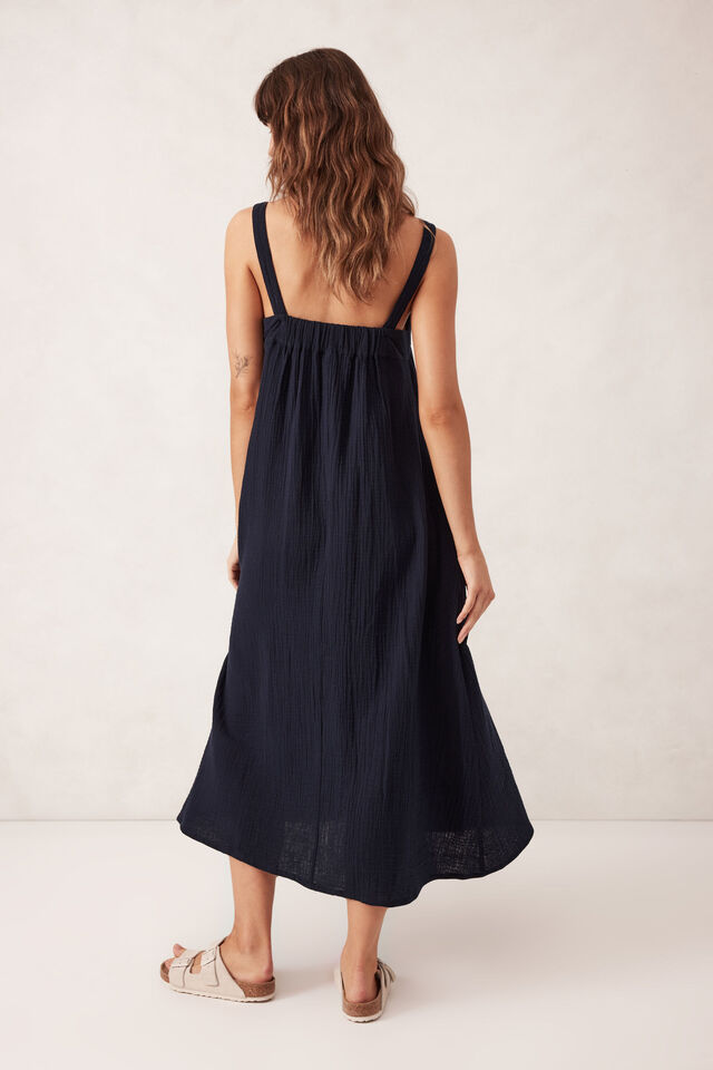 Doublecloth Poolside Dress, FRESH NAVY