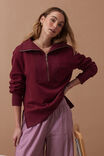 Isabella Half Zip Sweat, BURGUNDY - alternate image 5