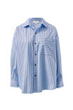 Peta Oversized Shirt, SKY BLUE BURGUNDY STRIPE - example image 2