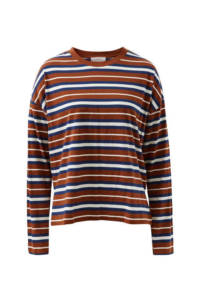 Scout Slouchy Long Sleeve  Tee, GINGER/HERITAGE NAVY STRIPE