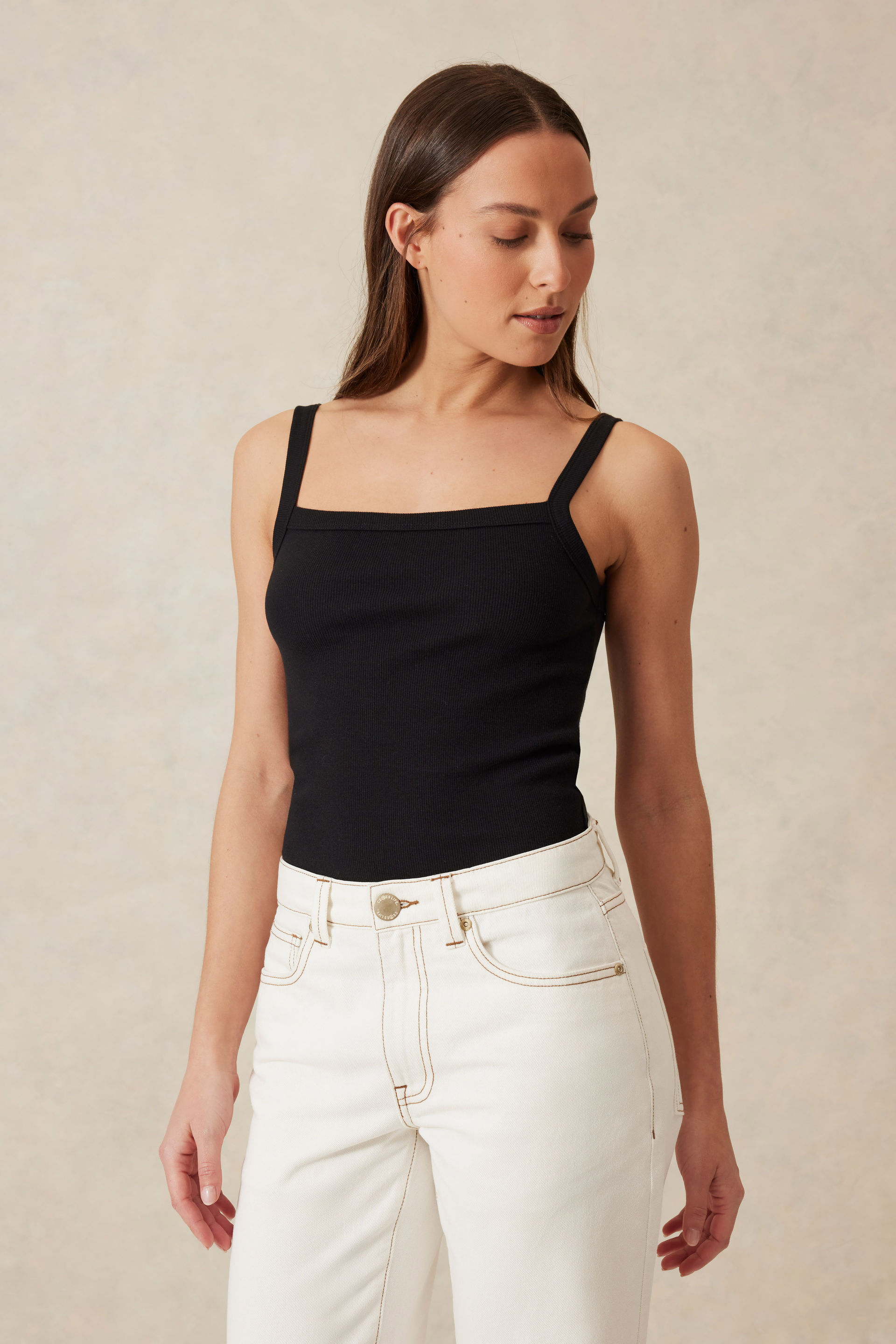 Square Neck Rib Singlet