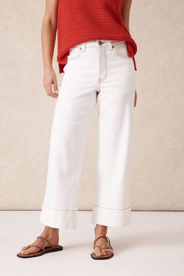 Jude Wide Leg Crop Jean, FRESH ECRU