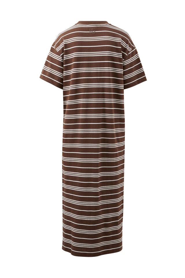Charlotte Midi Terry Dress, CHOCOLATE WHITE STRIPE