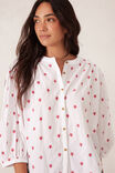 Woven Collarless Top, WHITE RED EMBROIDERED - alternate image 5
