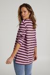 Organic Oversized Ls Cuff Step Hem Tee, BURGANDY / MUSK MIDI STRIPE - alternate image 5