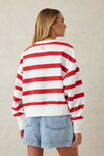 Cropped Slouchy Crew, WARM WHITE RED STRIPE - alternate image 6