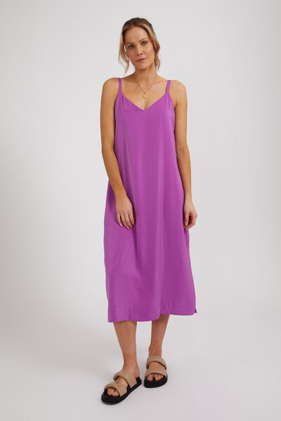 Satin Slip Dress With Recycled Fibres, MAGENTA
