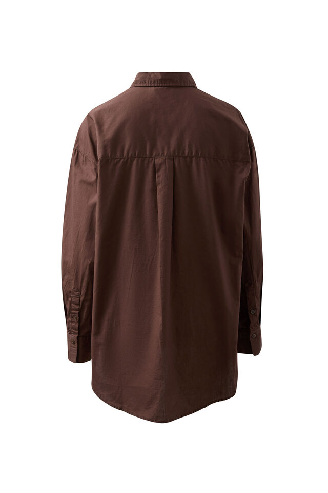 Peta Oversized Shirt, CHOCOLATE