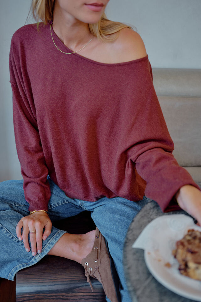 Liza Drapey Soft Knit, WASHED BURGUNDY