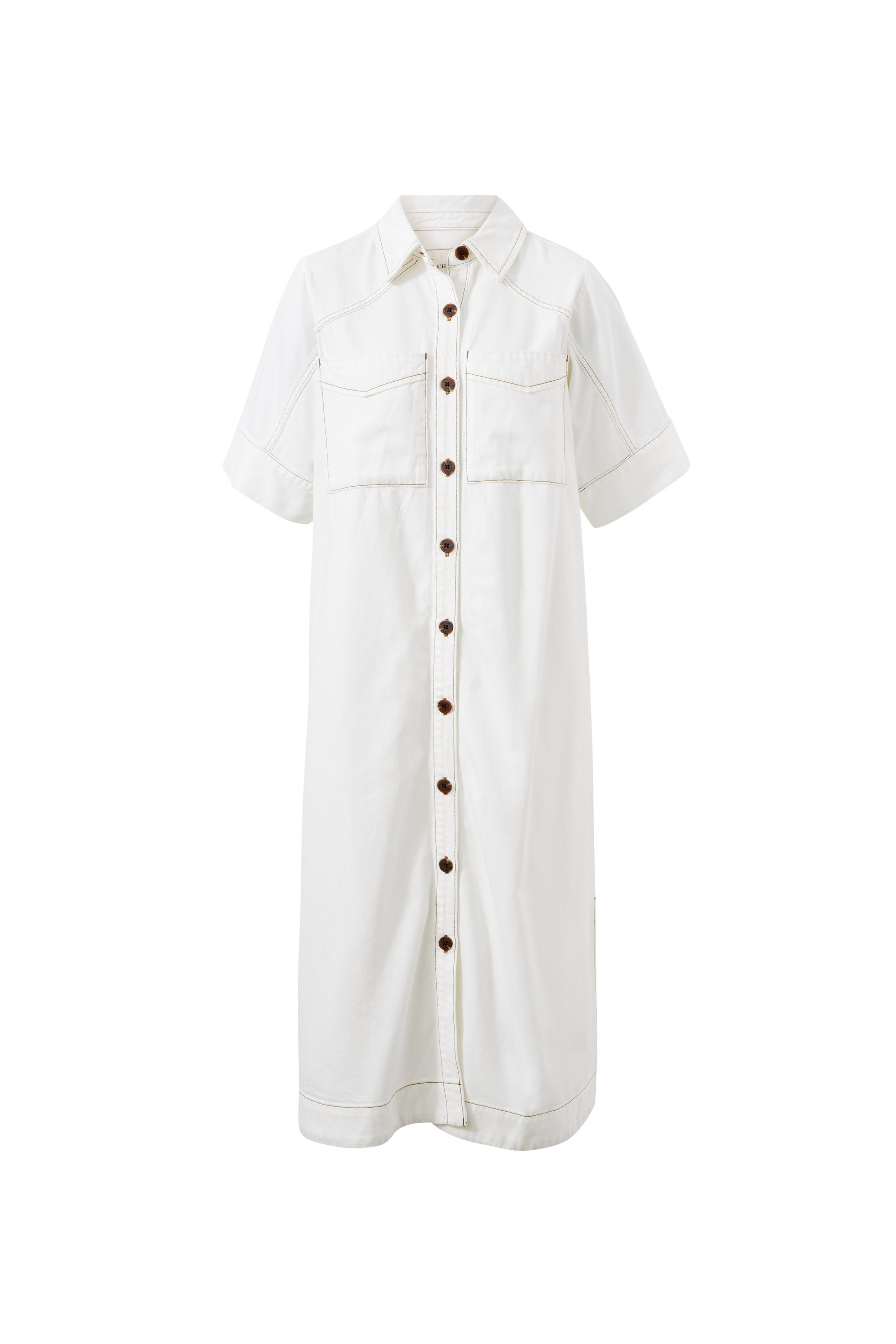Short Sleeve Yoke Detail Midi Dress