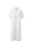 Short Sleeve Yoke Detail Midi Dress, FRESH ECRU TWILL - alternate image 2