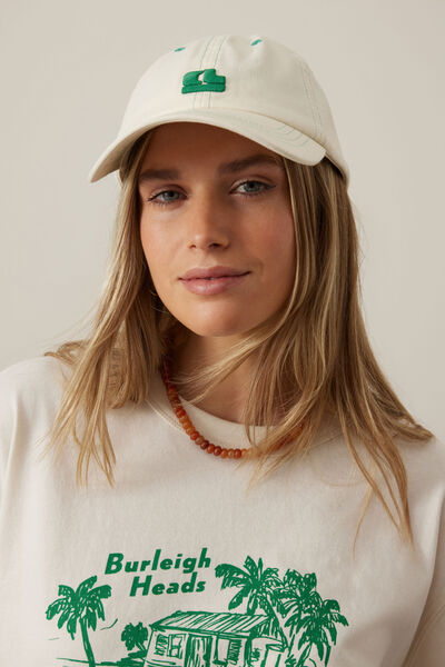 Pip Everyday Cap, BUFF/GREEN EMBROIDERY