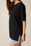 Longline Step Hem Tee, BLACK - alternate image 4