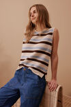 Margot Mesh Knit Tank, ECRU /CHALK CHOC STRIPE - alternate image 5