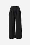 Wide Leg Pleat Front Pant In Cotton Linen Blend, BLACK - alternate image 2