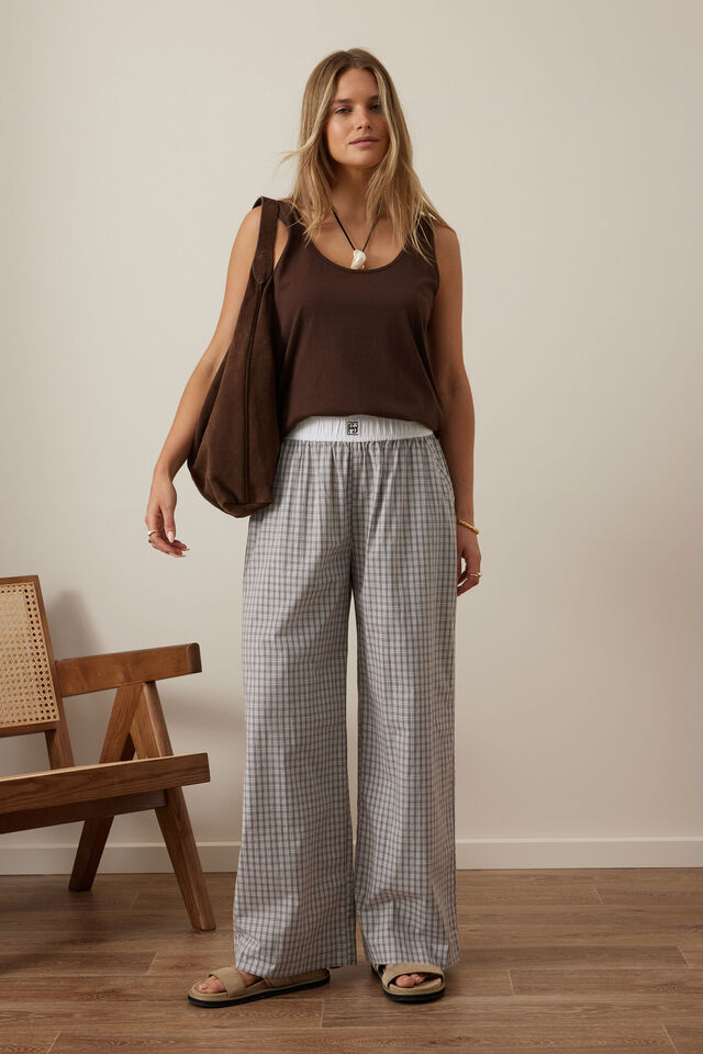 The Lounge Pant, WINE CHOC BLUE CHECK