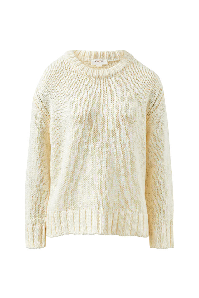 Sage Chunky Knit Crew, MARSHMALLOW