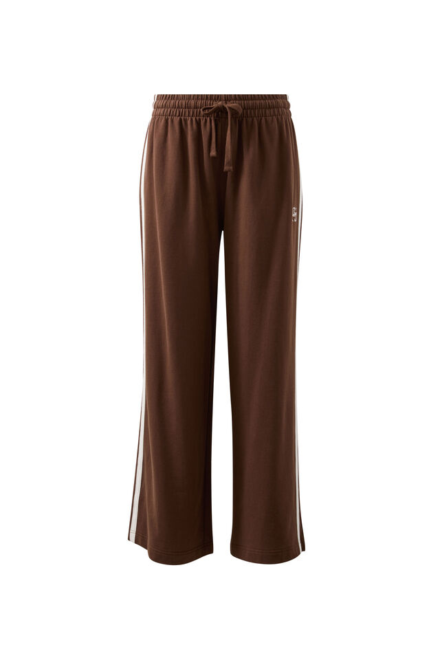 Gigi Wide Leg Terry Trackpant, CHOCOLATE SIDE STRIPE