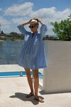 Doublecloth Gathered Yoke Dress In Organic Cotton, BLUE SKY - alternate image 3