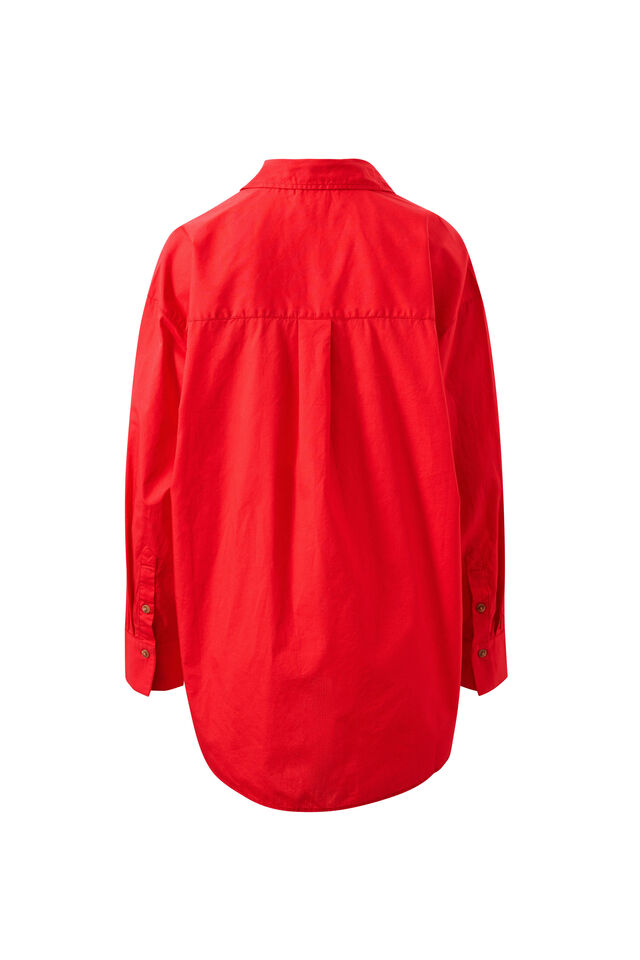 Peta Oversized Shirt, HERITAGE RED
