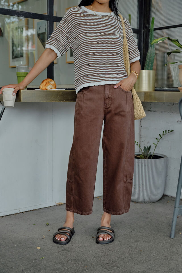 Demi Barrel Jean, CHOCOLATE