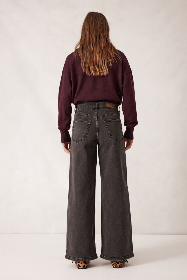 Evie Wide Leg Jean, WASHED BLACK