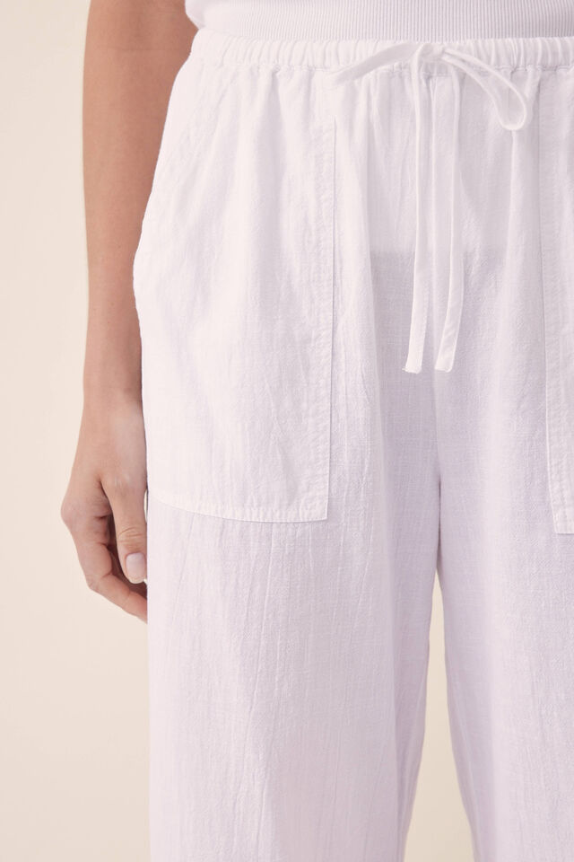 Relaxed Beach Pant, WHITE TEXTURED ORGANIC COTTON
