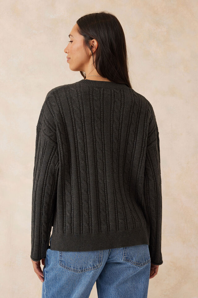 Soft Cable Knit, PEPPERCORN MARLE