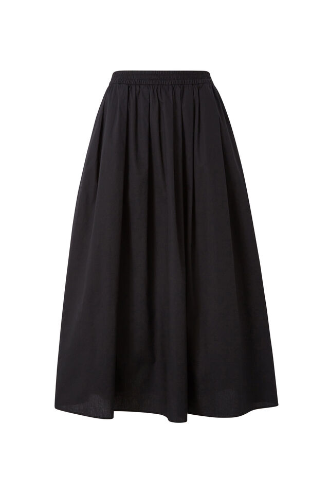 Poplin Maxi Skirt, BLACK