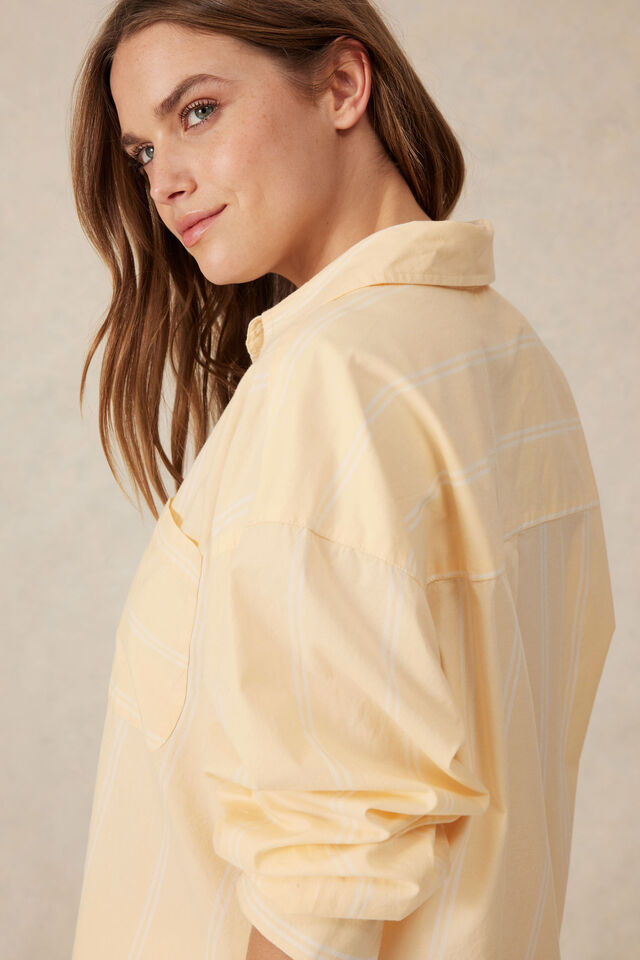 Oversized Shirt, BUTTER WHITE STRIPE ORGANIC COTTON