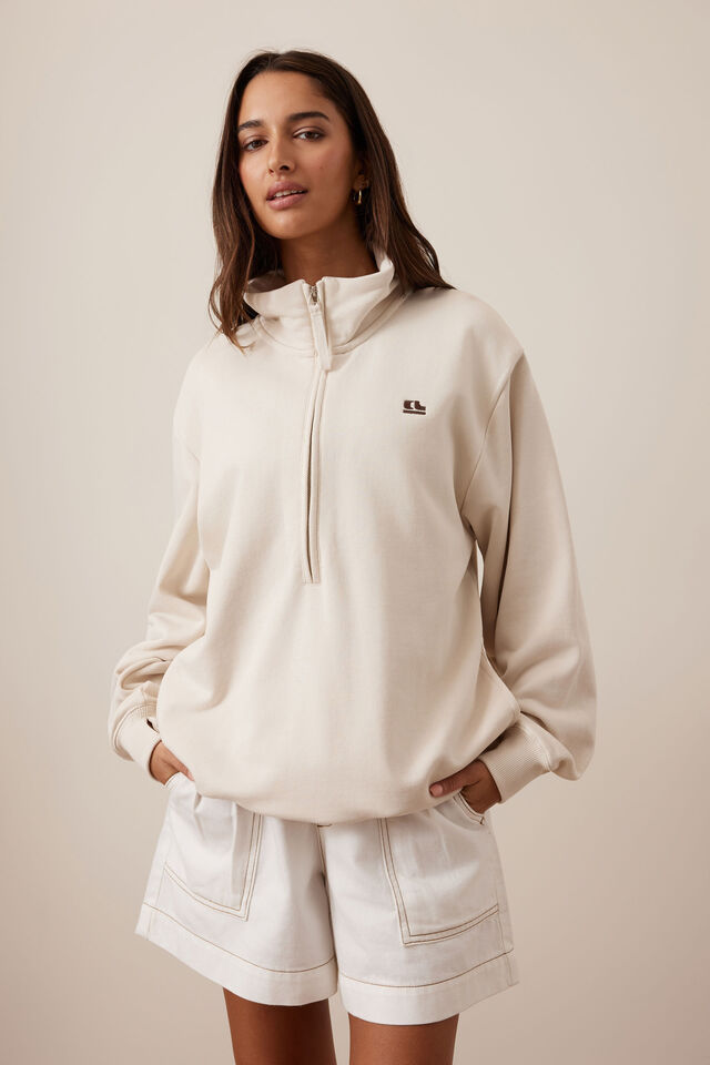 Lonny Oversized Half Zip Sweat, BUFF